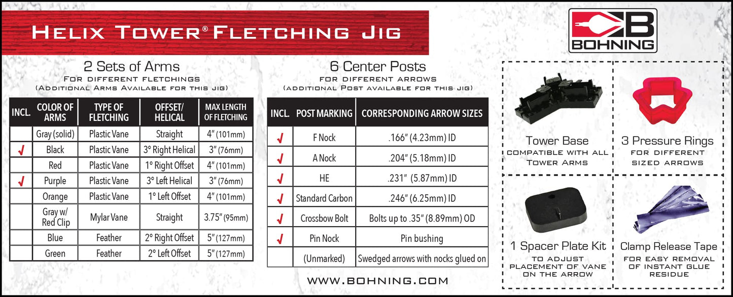 Bohning 12962 Helix Tower Fletching Jig , Black, 2.25" Vanes