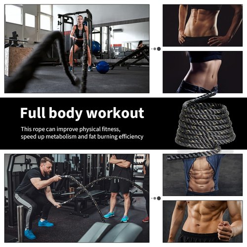 Comie Battle Ropes Exercise Rope Workout Ropes w/Durable Protective Sleeve Battle Rope for Strength Training for Home Gym & Outdoor Workout - 1.5/2 Inch Diameter, 30, 40, 50 Ft Lengths (2" 30ft)
