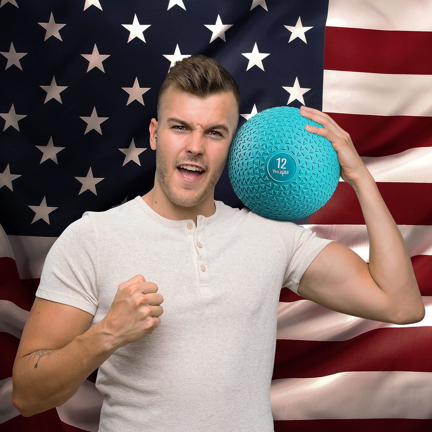 Yes4All Slam Balls, 10-40lb Weighted Ball Weight, Durable PVC Sand Filled Workout Dynamic Slam Ball for Strength Training, Triangle, Teal, 12lbs