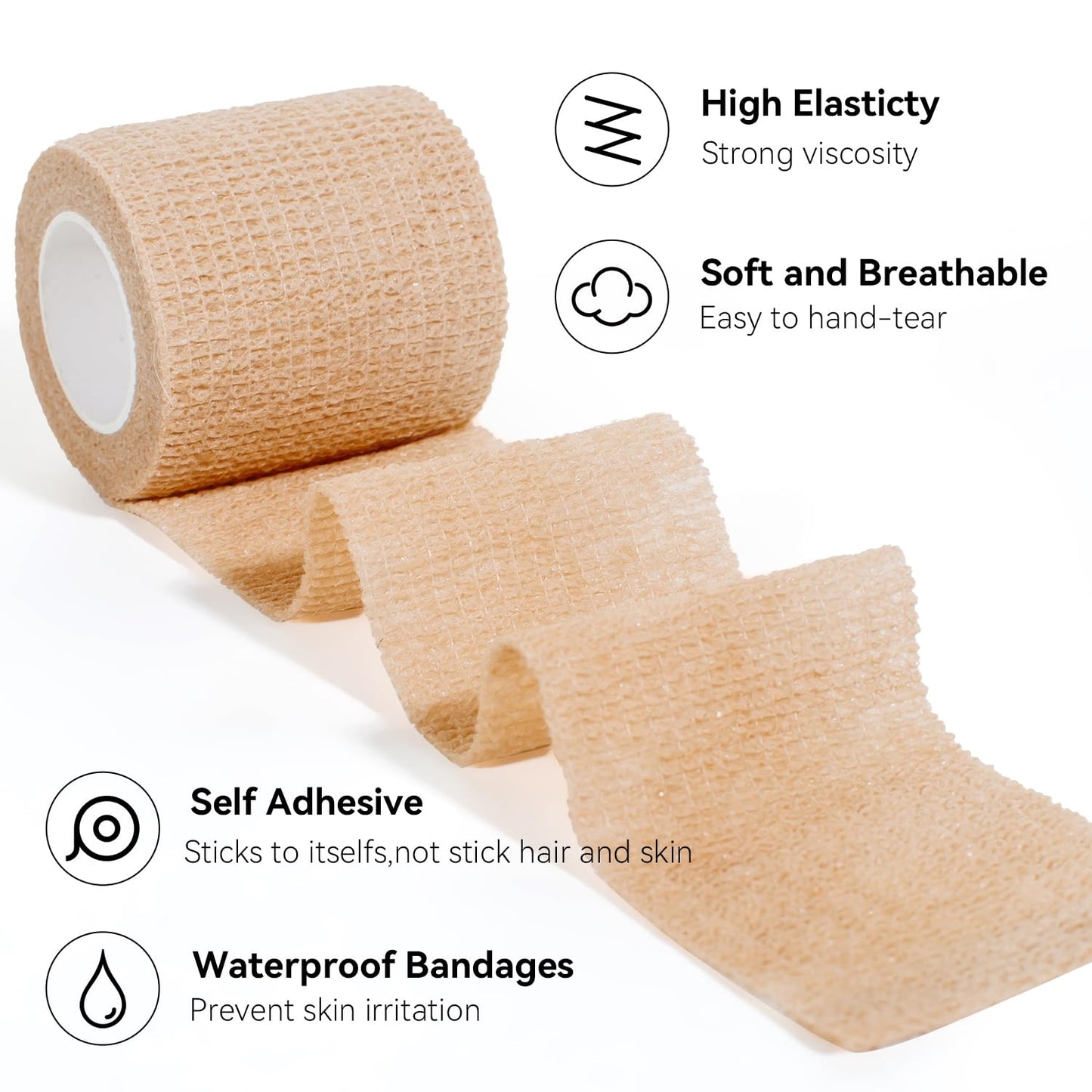 JHGIC Self Adhesive Bandage Wrap,Bandage Tape,Medical Tape,Vet Tape