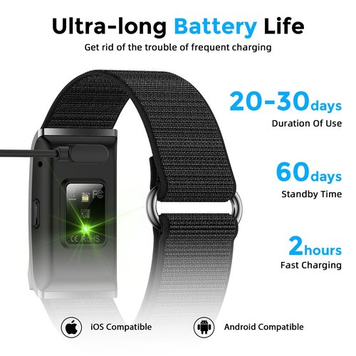 GJMYNSI Smart Health Wristband, Bluetooth Connected Wearable Fitness Tracker, 127 Exercise Modes, 1ATM Water Resistant, Tracks Heart Rate/Blood Pressure/SpO2/Sleep/Steps