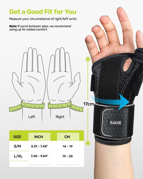Rakiie Wrist & Thumb Brace 5X Powerful Support, Carpal Tunnel Wrist Brace 3 Adjustable Straps, Night Thumb Splint for De Quervain's Tenosynovitis, Tendonitis Pain Relief, Left Hand, Gray S/M(5.51-7.48")