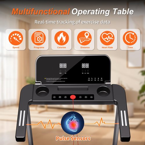 Foldable Treadmill with Handles Treadmills for Home Small Spaces 3 HP Walking Pad Treadmill with Handle Bar Folding Treadmills Quiet Walking Machine, 300LBS Capacity, Portable Small Home Gym (Black)