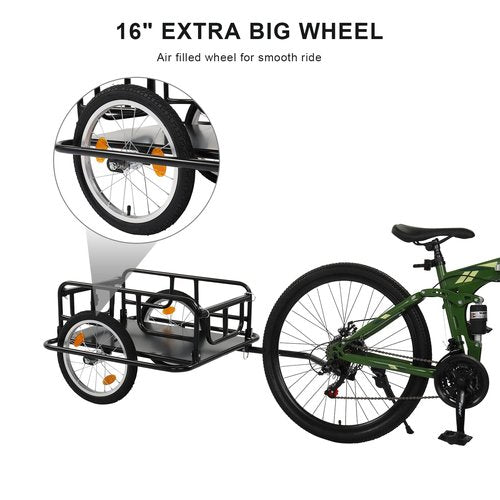 PEXMOR Foldable Bike Cargo Trailer with Universal Bike Hitch, Bicycle Wagon Trailer with 16" Wheels & Reflectors, Large Loading Bike Trailer Storage Cart