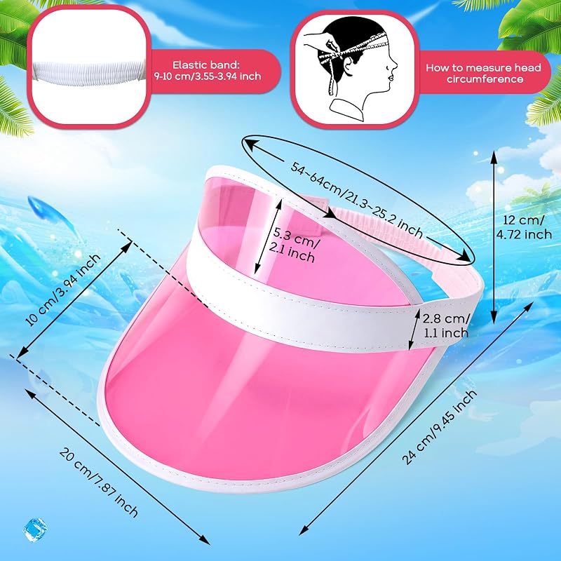 Tarpop Poker Visors Hats - Pink (5-Pack) Adjustable Sun Visor