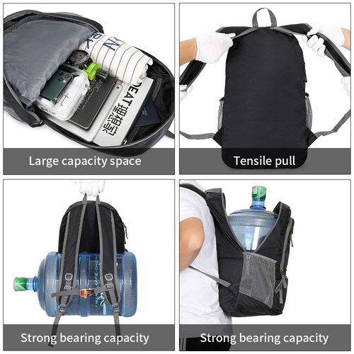 FENGDONG 35L Lightweight Foldable Waterproof Packable Travel Hiking Backpack Daypack for men women Black