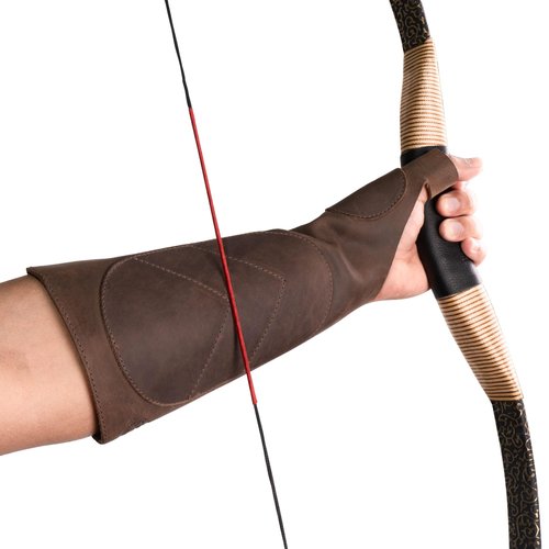 Leather Archery Arm Guard for Men, Women & Youth, Protective Bracer, Full Grain Leather Forearm Protection, Wrist Arm Bracer for Archers, Durable Bow Archery Sleeve Arm Guards (Bourbon Brown)