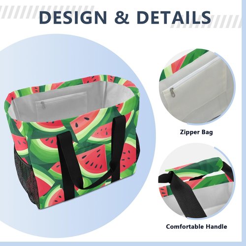 ALAZA Watermelon Slices Summer Waterproof Beach Tote Bags for Travel Camping, Exercise