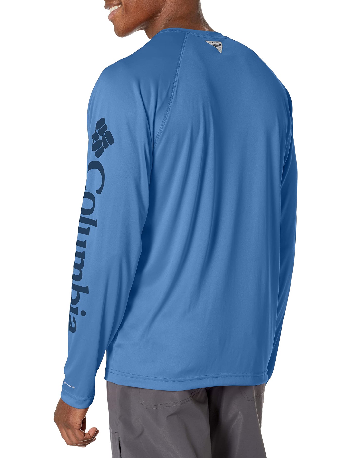 Columbia Men's Terminal Tackle Long Sleeve Fishing Shirt, Violet Sea/Carbon Logo, X-Large