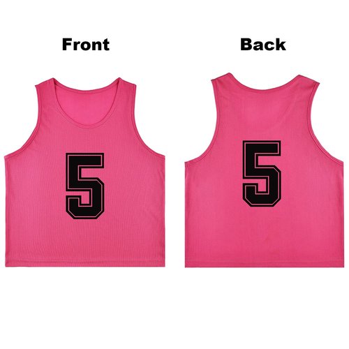 RE-HUO Set of 12 Numbered (1-12) Soccer Vests/Sport Pinnies/Training Bibs with Free Carry Bag(Pink1-12,L)
