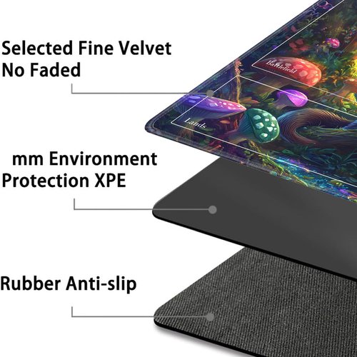for MTG Playmat with Zones, for TCG Playmat and Board Game Mat with Storage Bag and 6 Dice, 24x14in Non-Slip for MTG Mat, Forest Cute Otter Pattern Magic Trading Card Mat Mousepad