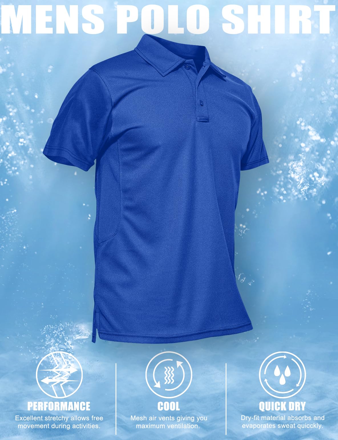 MAGCOMSEN Work Polo Shirts for Men Golf T-Shirts Quick Dry Shirts Summer Shirts Golf Polo Shirts for Men Blue XL