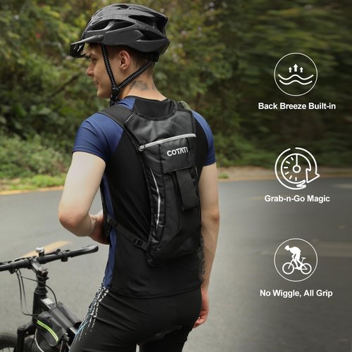 COTATI Hydration Backpack Running Vest with 2L Water Bladder,Lightweight Backpacks for Men Women Hiking Biking Cycling (Black, Water Bladder 2L)