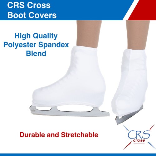 CRS Cross Skating Boot Covers Lycra Ice Skate Covers. Performance Ready Protection for Figure Skates, Ice Skating, Roller Skates. (White, Youth)