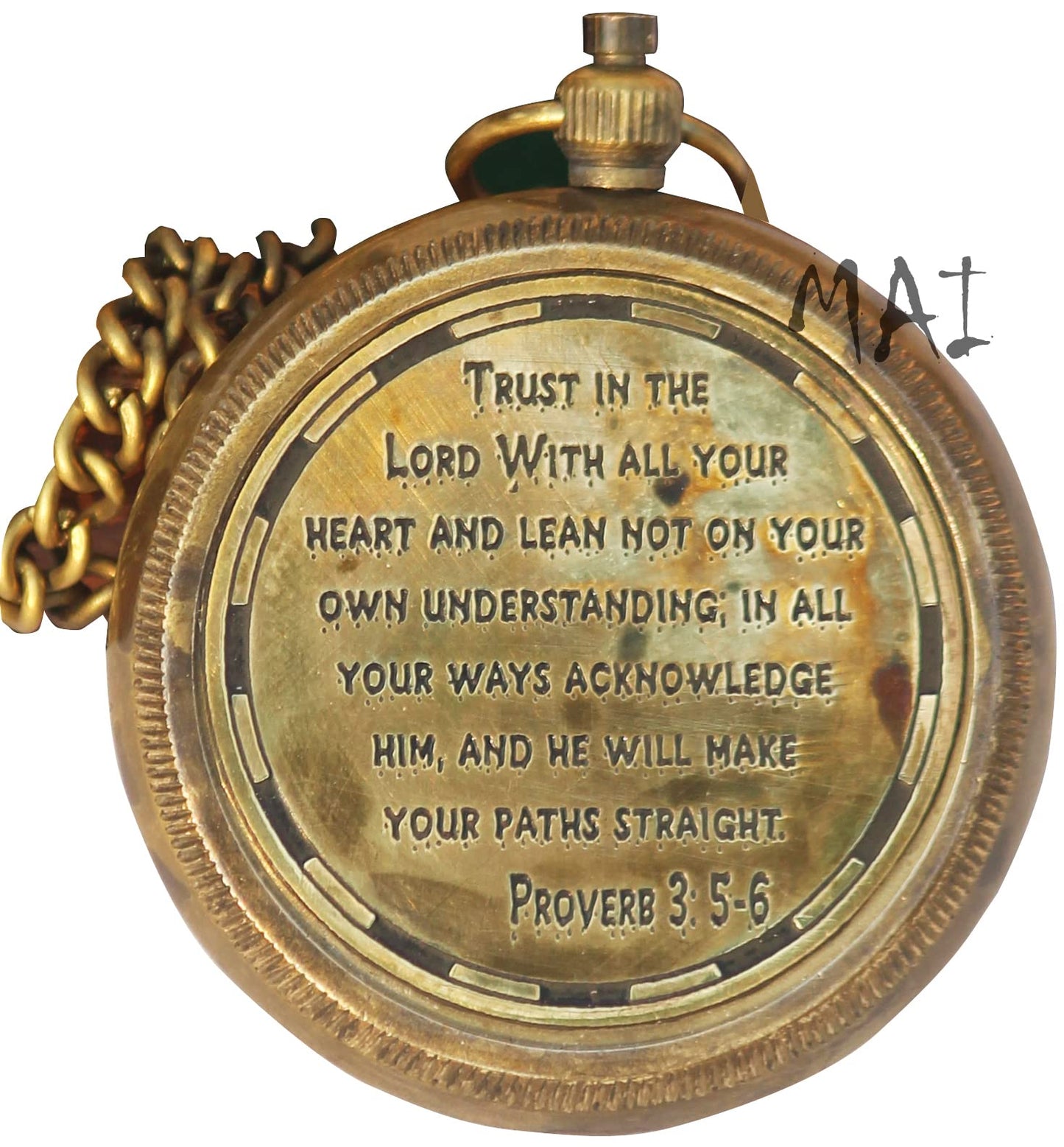 Trust in The Lord With All Your Heart - Proverbs 3:5-6 Quote Engraved Compass with Wooden Box, Graduation Day Religious Gifts for Men Women Girls Boys (♱1 Trust in The Lord Compass -Proverbs 3: 5-6 ♱)