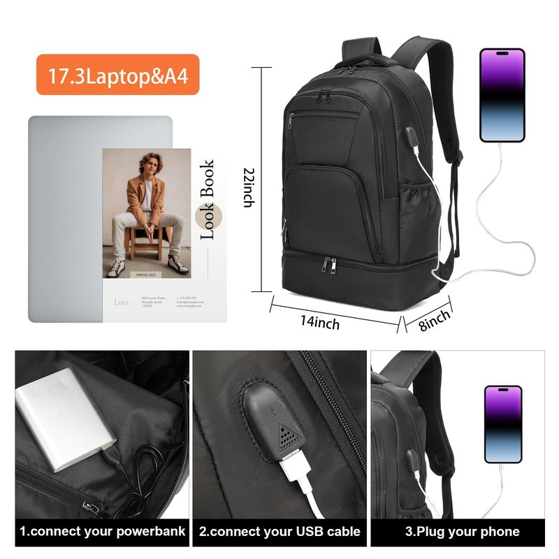 seyfocnia Gym Backpack for Men,Large Gym Bag with Shoe Compartment Lightweight Travel Workout Sports Backpack Water Resistant Carry on Backpack