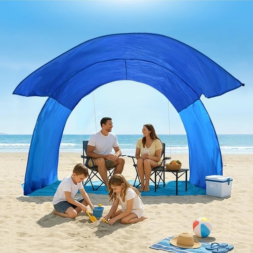 OUTELY Beach Tent Sun Shelter with UPF50+ Protection, Patented Wind-Supported Design, One-Person Setup, 7.5ft Tall, Portable Beach Shade Canopy for 3-6 People