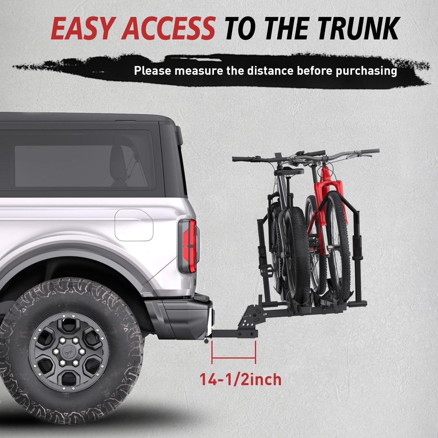 CRINDAR E-Bike Rack for 2 Bikes, 200lbs Heavy Duty Hitch Mount Bike Rack, No Frame Contact Bike Carrier for Car SUV Truck, Tilting & Folding, Up to 4.7" Fat Tire E-Bikes, 2" Receiver, Black