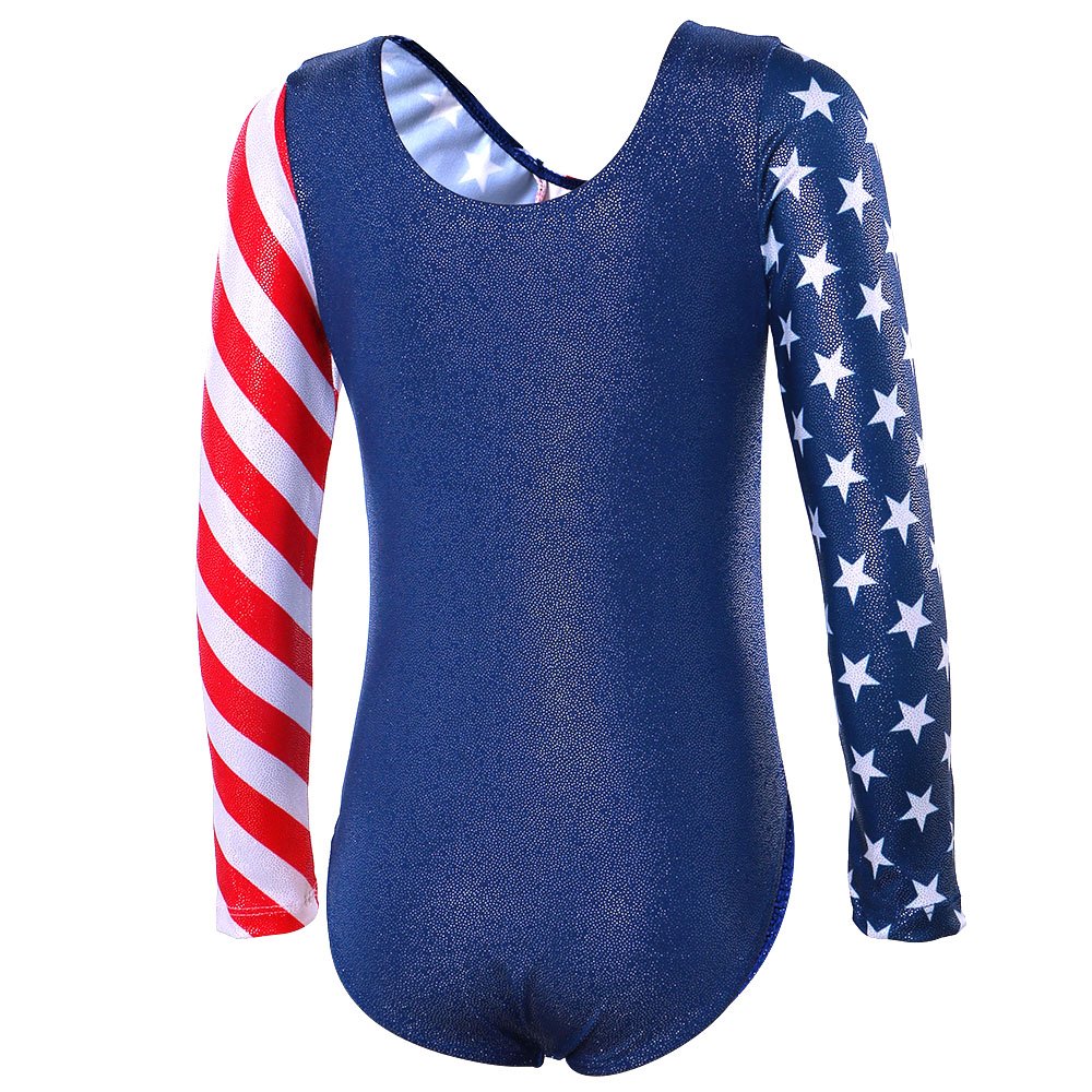 BAOHULU Gymnastics Leotards for Toddler Girls Patriotic Sparkle Red White Blue Athletic Dancewear KHB146_US_10A