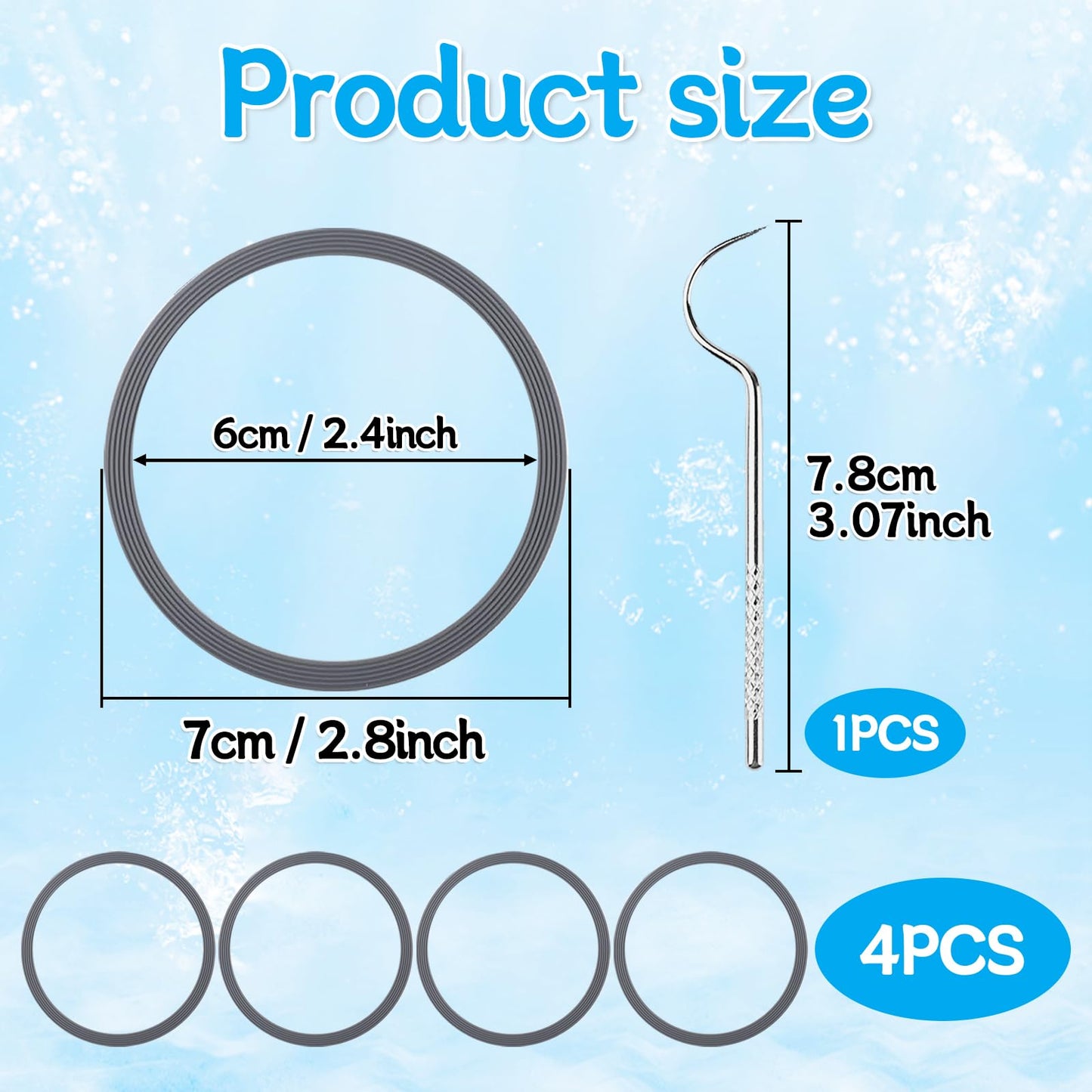 BMSQOFD 4pcs Replacement Seal O Ring Silicone Gasket Compatible with Owala FreeSip 16/24/25/32/40 oz,Water Bottle Lid Insert Piece Rubber Seal Parts for Owala Kids 12 15oz Tumbler Accessories(Grey)