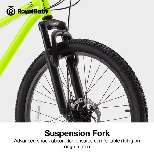 RoyalBaby Kids Mountain Bike for Boys and Girls, Ultra-Light Aluminum X9 24 Inch Wheel Bicycle for 10-14 Years Old Children, 21-Speeds Drivetrain, Green