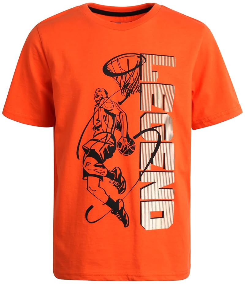Pro Athlete Boys’ Athletic Shirts 4 Pack - Soft Cotton Blend Crew Neck (Orange/Royal/Blue/Black)