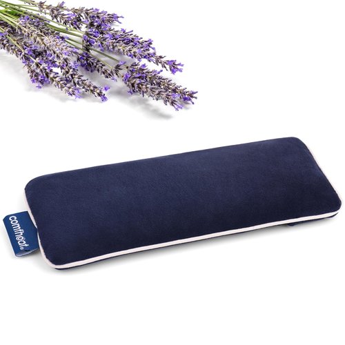 Comfheat Lavender Weighted Eye Pillow - Soft Plush Removable Cover, Moist Heat & Cold Therapy, Natural Aromatherapy Eye Compress Pillow for Relaxation, Yoga, Meditation, and Sleep, Navy Blue