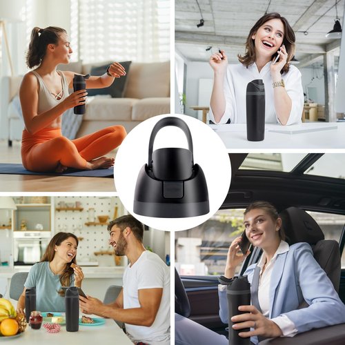 Renyqatt Replacement Lid for Owala Freesip, Compatible with Owala Cup 16oz 24oz 32oz 40oz, One Button Water Bottle Top Lid Replacement Accessory, Leakproof, BPA-Free (Black)