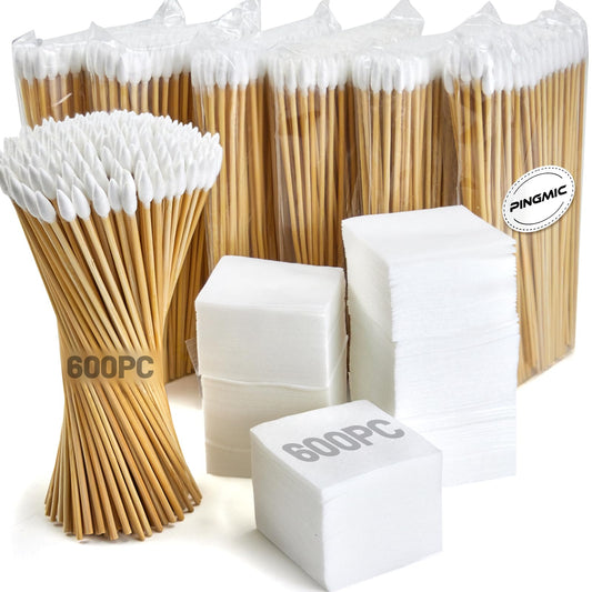 1200pc Gun Cleaning Supplies - 600PCS Gun Cleaning Patches and 600PCS Gun Cleaning Swabs, 6-inch Pointed Gun Swabs, 2" Lint Free Patches - Fit Most Calibers Cleaning Kit Supplies