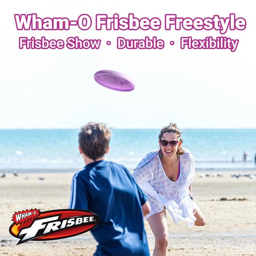 WHAM-O Frisbee Freestyle Flying Disc 160g, 10.5 Inch Durable and Flexible Sport Disc for Outdoor Beach Backyard Family Fun -1 Pack