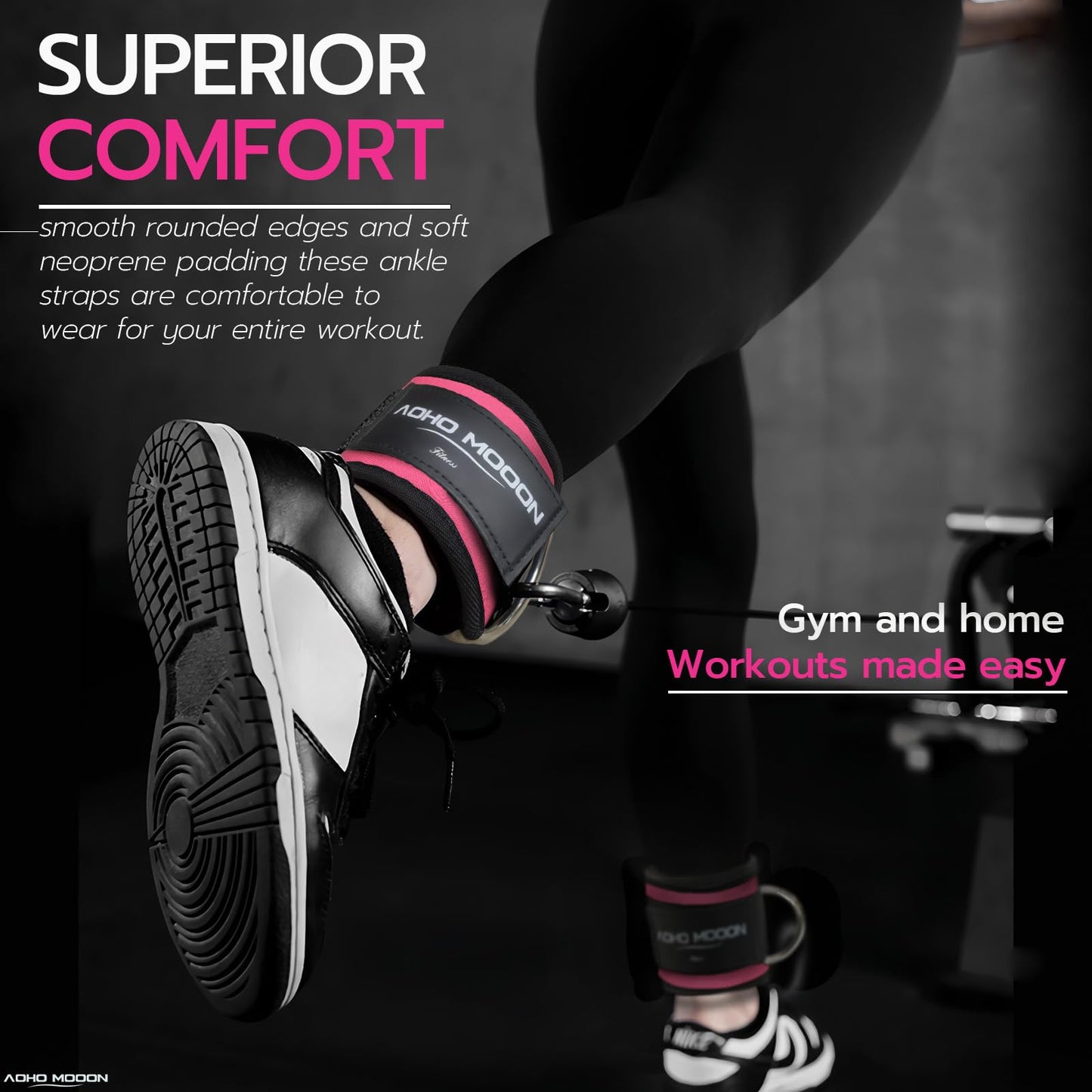 AOHO MOOON Ankle Strap for Cable Machine Attachments, gym accessories for women and men, neoprene ankle cuffs for glute kickback, leg Workouts ande Booty Hip Abductors Exercise