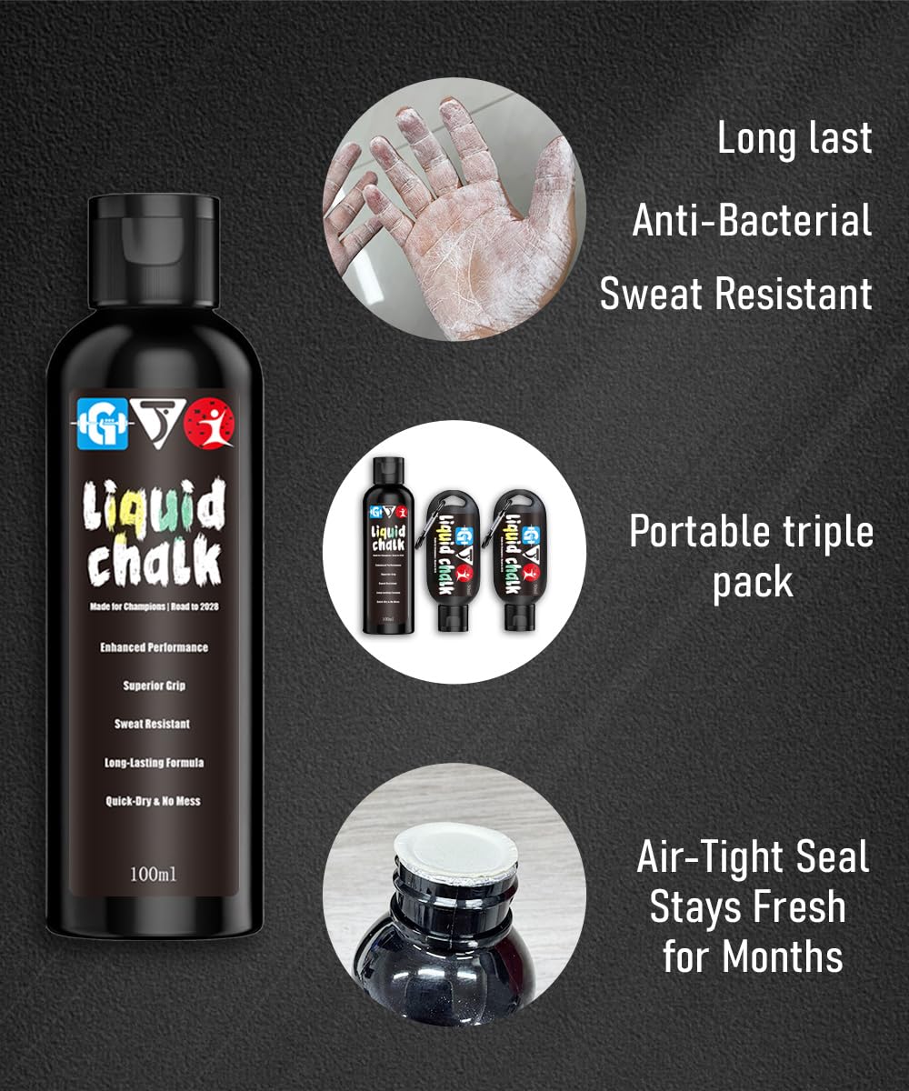 GJQ Liquid Chalk Mess-Free Gym Chalk 7’s Quick-Drying for Weightlifting, Gymnastics, Rock Climbing, Pole Dancing Sweat Resistant and Long Lasting for Stronger Hand