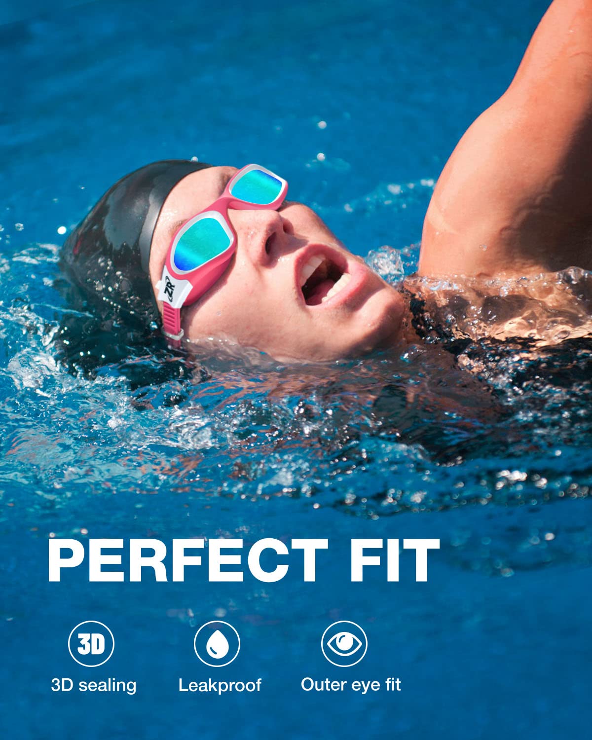 ZIONOR Swim Goggles, Upgraded G1 Polarized Swimming Goggles Anti-Fog for Adult Men Women B1 (Polarized + Bright Mirror Gold)