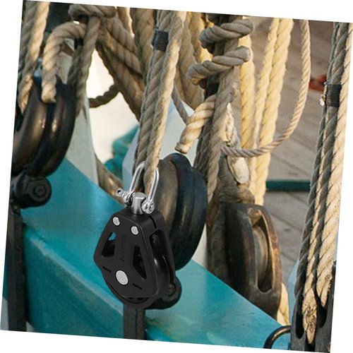 MUSISALY 2Pcs Nylon Boat Pulley with Smooth Rotating Bearing Double Head Block for Sailboats Equipment High Load Capacity Durable Versatile Accessories