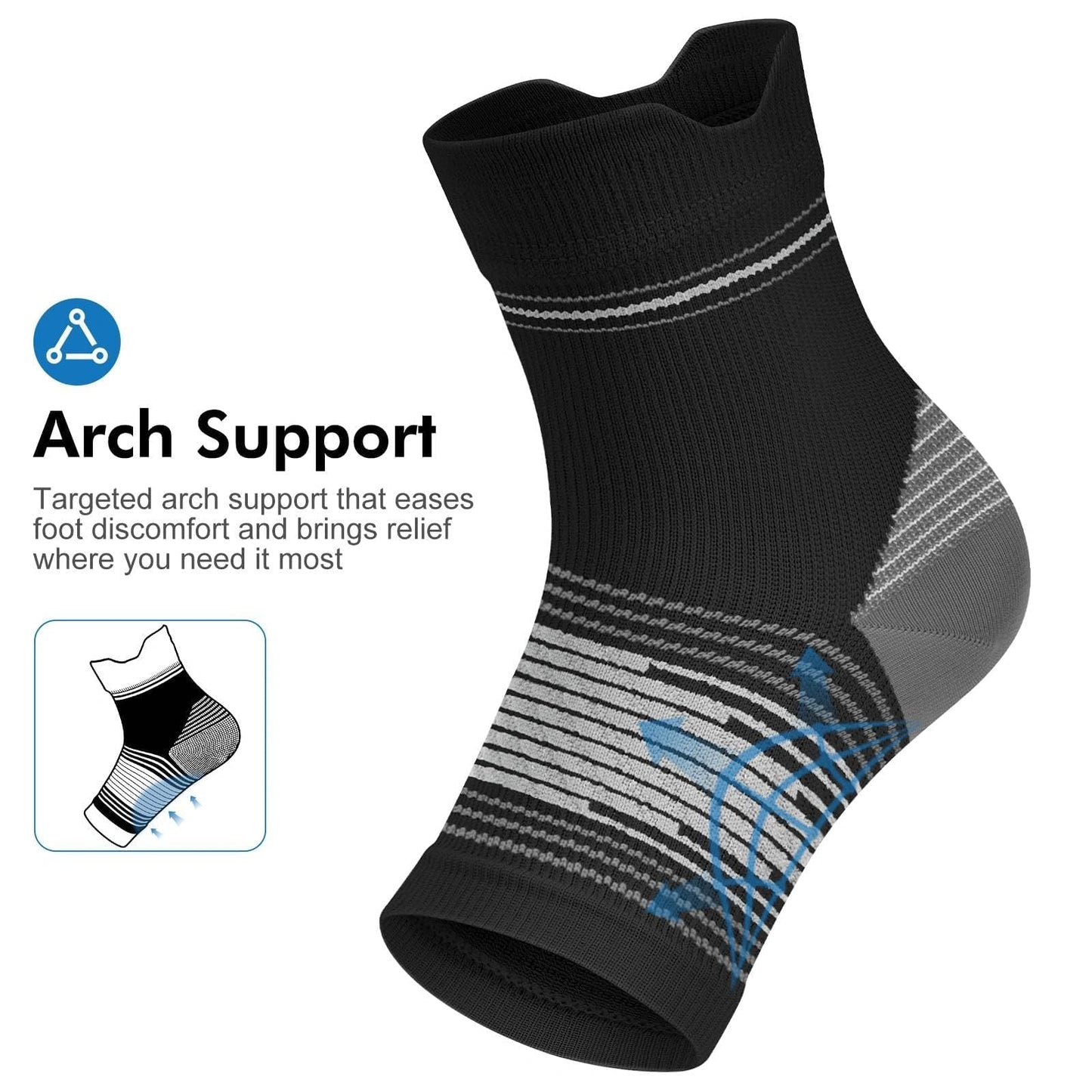 6 Pairs Plantar Fasciitis Socks for Men & Women, Ankle Brace Compression Socks with Arch Support for Achilles Tendonitis, Heel Pain, Swelling & Arthritis Relief, Black, XX-Large