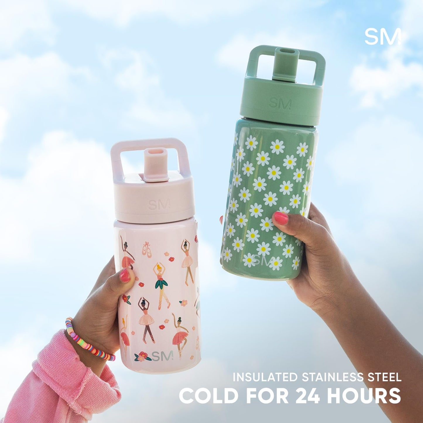 Simple Modern Kids Water Bottle with Straw Lid | 14oz Insulated Stainless Steel Kids Tumbler & Spill Proof Toddler Cup for School, Girls, Boys | Summit | Monster Truck Rally