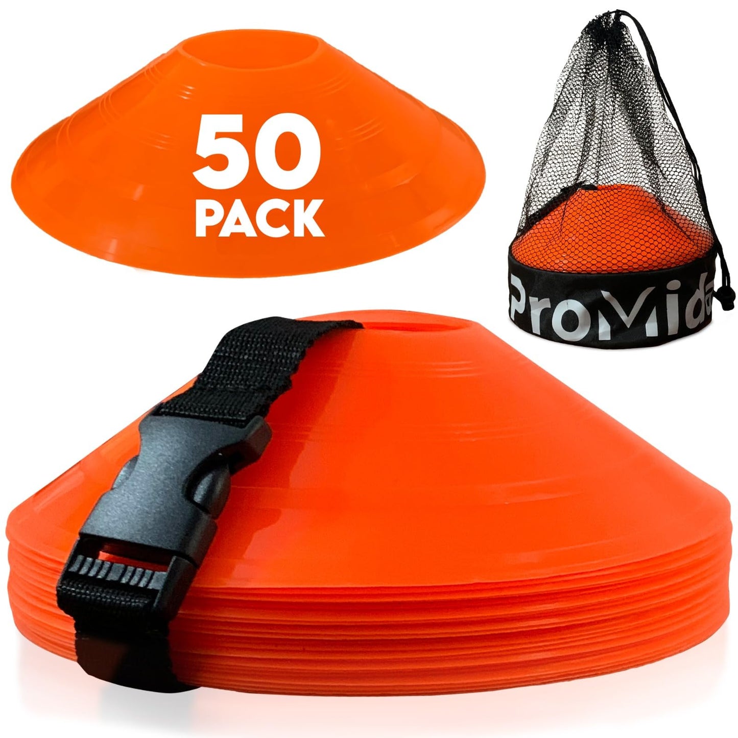 Disc Soccer Cones for Training Kids - 200,100,50 Small Plastic Cones for Sports Training - Flexible Conos for Soccer Practice Equipment, Basketball & Football Drills Equipment (Orange - 50 Pack)