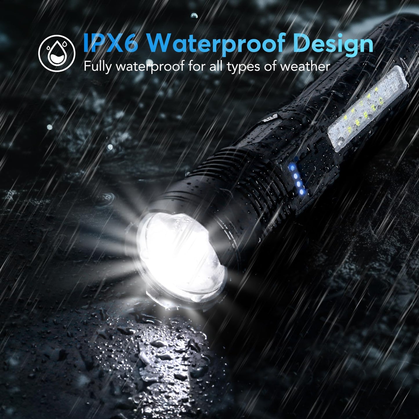 JIJ Flashlight 3 Pack, Rechargeable Flashlights High Lumens, 7 Modes LED Flashlight with IP67 Waterproof, Adjustable Handheld Tactical Flashlight for Camping, Home Emergency, Outdoor