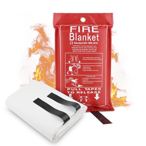 FJNATINH Silicone Fire Blanket 1Pack, Emergency Fire Safety for Home and Kitchen - 40" x 40" Thicked Fireproof Flame Retardant Blanket for Rapid Fire Suppression