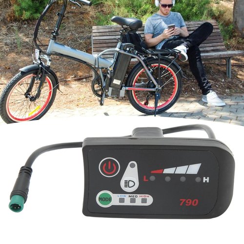 JAOCDOEN Electric Bike LED Power Display Panel Electric Bike Modification Display Meter with Waterproof 5P Male Plug for 22.2mm Handlebars (36V)