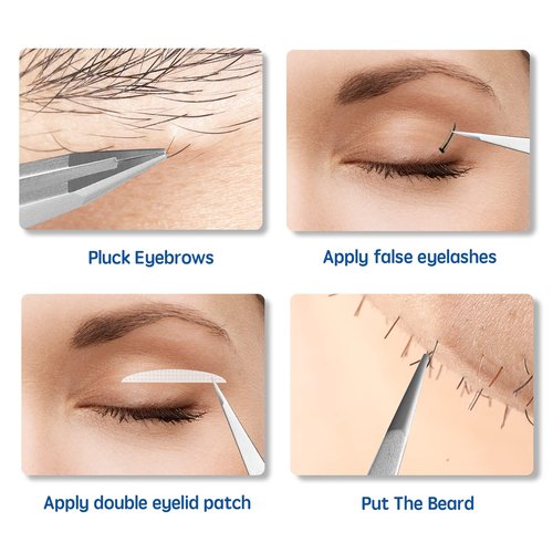 Velodios Pointed Tweezers for Women Facial Hair, Professional Stainless Steel Tweezers for Eyebrow, Chin Hair and Ingrown Hair Removal