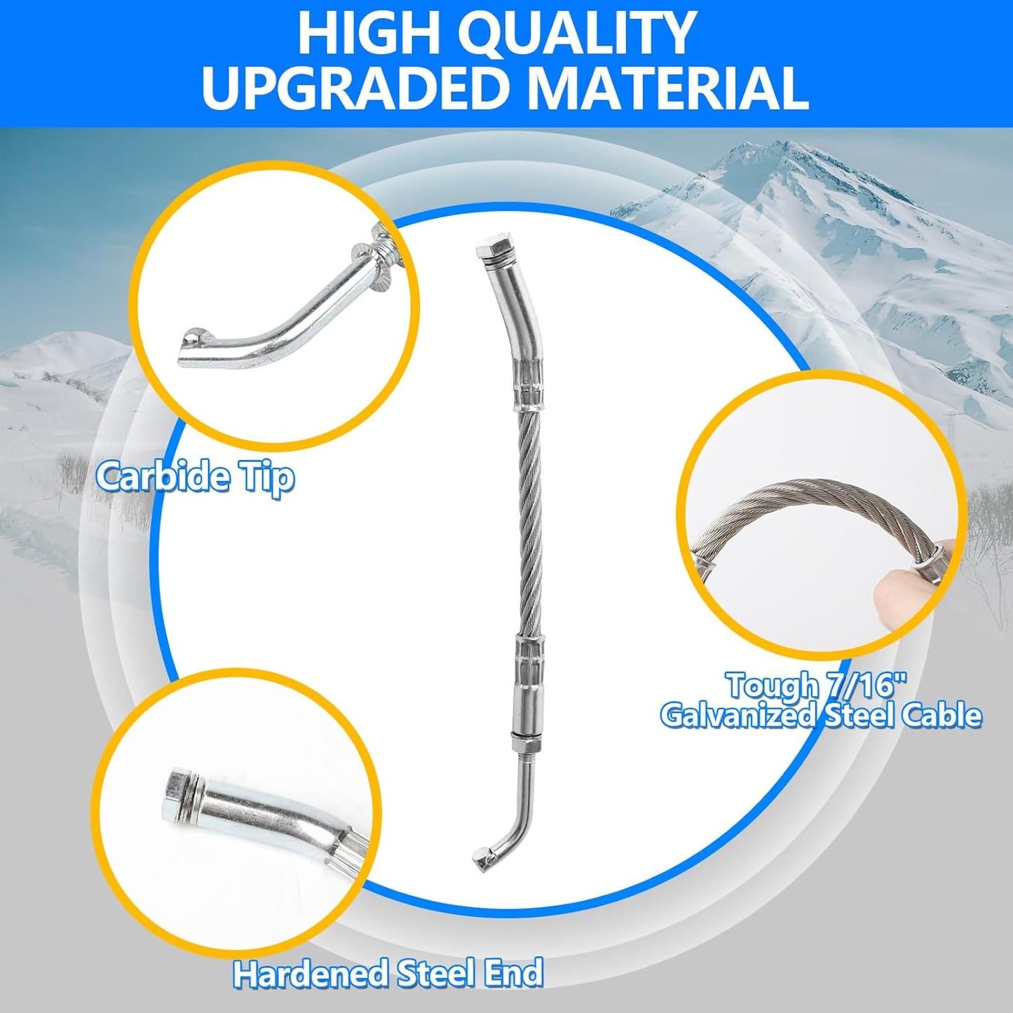 Ice Scratchers Snowmobile 4PCS Set Compatible with Polaris Arctic Cat Ski-doo Lynx Cable Ice Scratchers Kit Fit for Reverse & Non-Reverse Gear Equipped Snow Mobiles Track Heights Above 2-1/2"