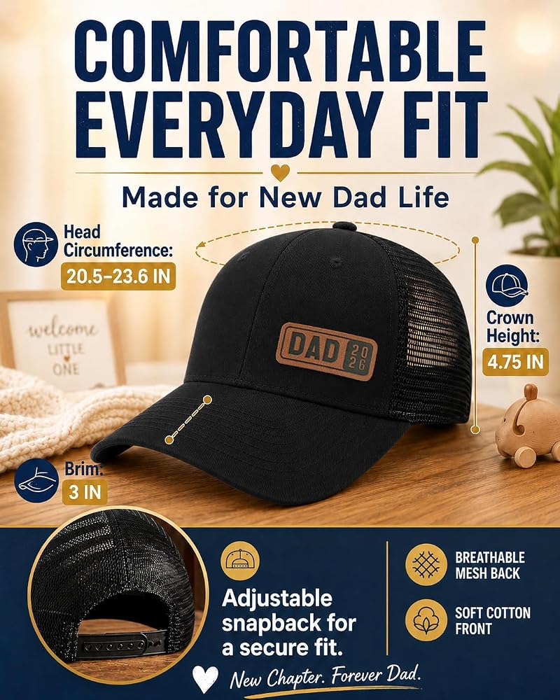 Dad 2026 Trucker Hat - First Time Dad Gift, Black (Variation of THIS listing)