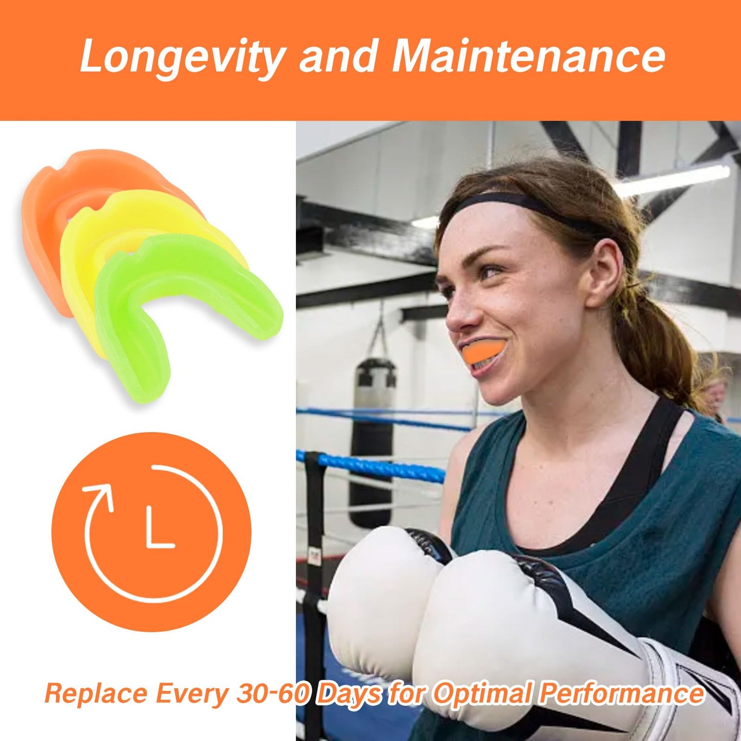 3Pcs Mouth Guard for Braces - Upper & Lower Mouth Guard for Sports - Youth & Adult Soft Mouthguard - Teeth Protection for Football, Jujitsu, Karate (Green, Yellow, Orange)
