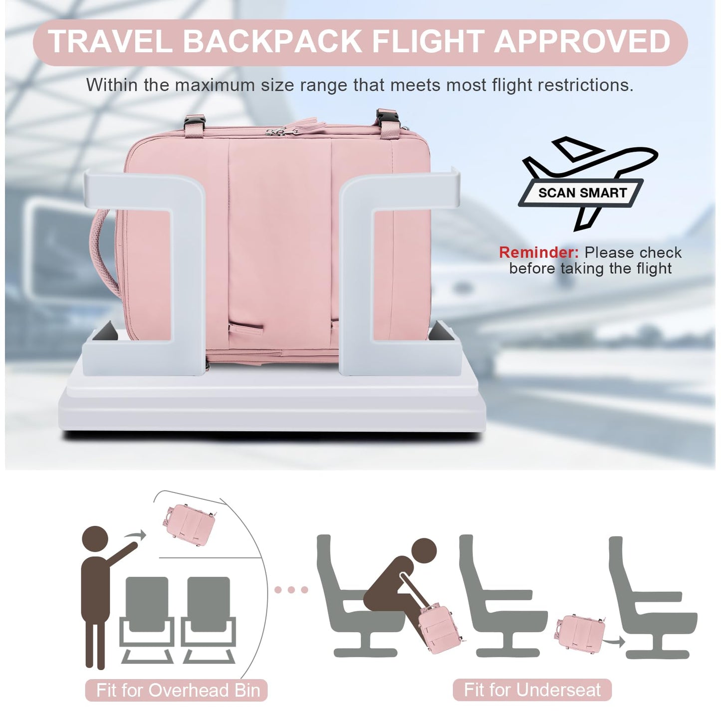 Large Travel Backpack for Women Airline Approved Carry on Backpack for Airplanes Mochila De Viaje Personal Item Travel Bag Spirit Airlines Personal Item Bag 18x14x8 Backpack for Traveling on Airplane