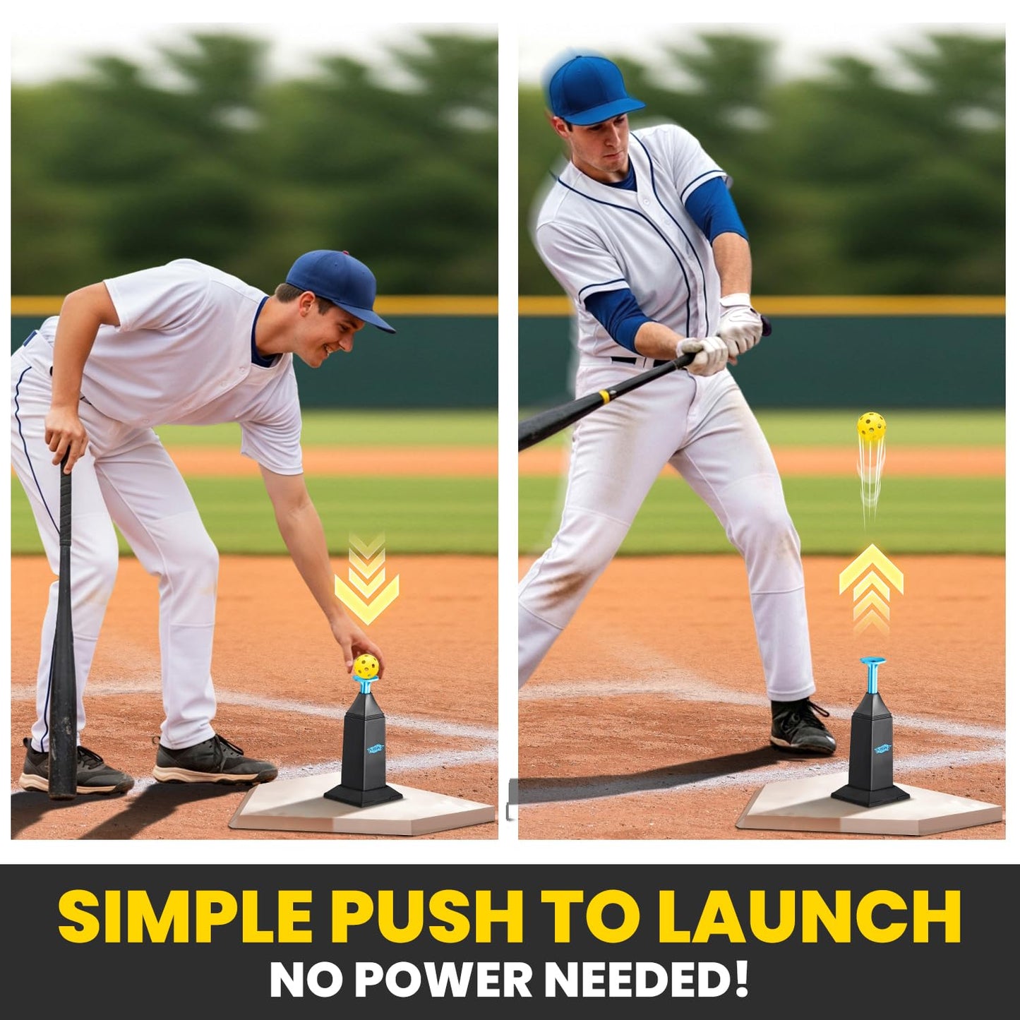 Portable Hitting Tee for Baseball & Softball, Adjustable Height Up to 40 Inches Baseball Pitching Machines with 12 Balls for Swing Practice Without a Pitcher Hitting, Batting Tee Training Equipment