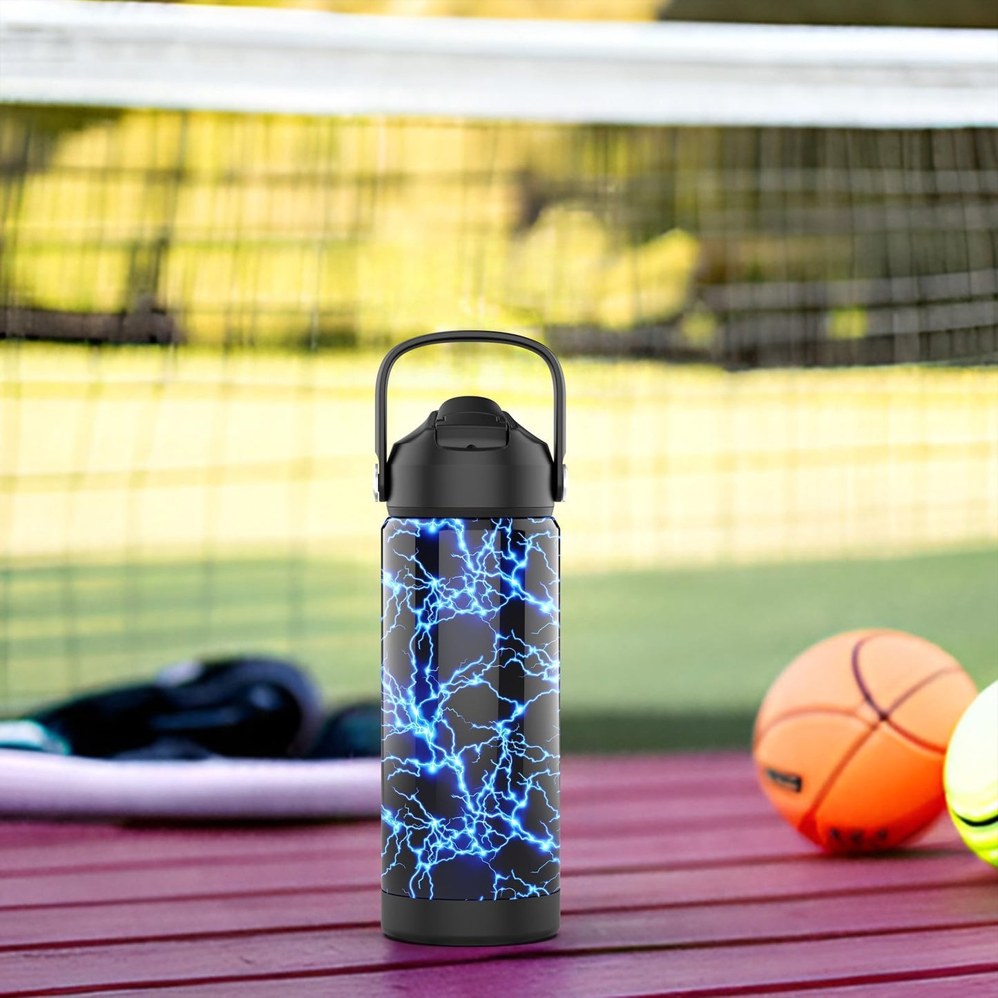 Monster Trucks Boys Water Bottle with Straw,18 oz Kids Insulated Cups with Stainless Steel Leak Proof for School,Sport&Travel