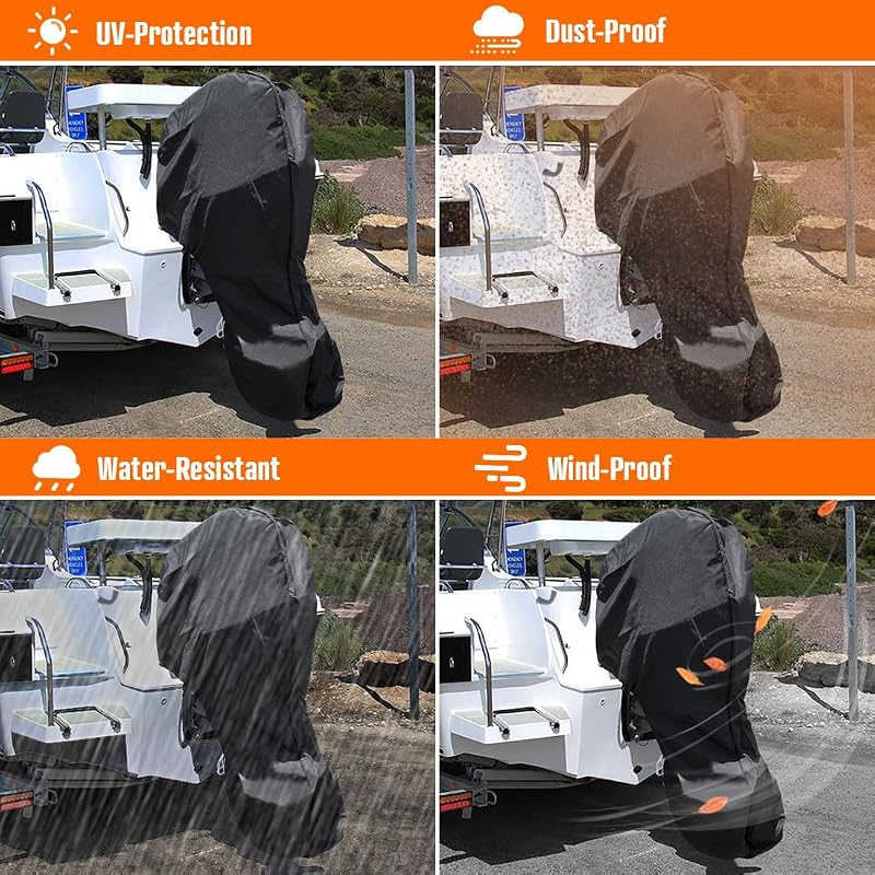 iCOVER Outboard Motor Cover 6-15HP Waterproof Heavy-Duty Oxford with Zipper