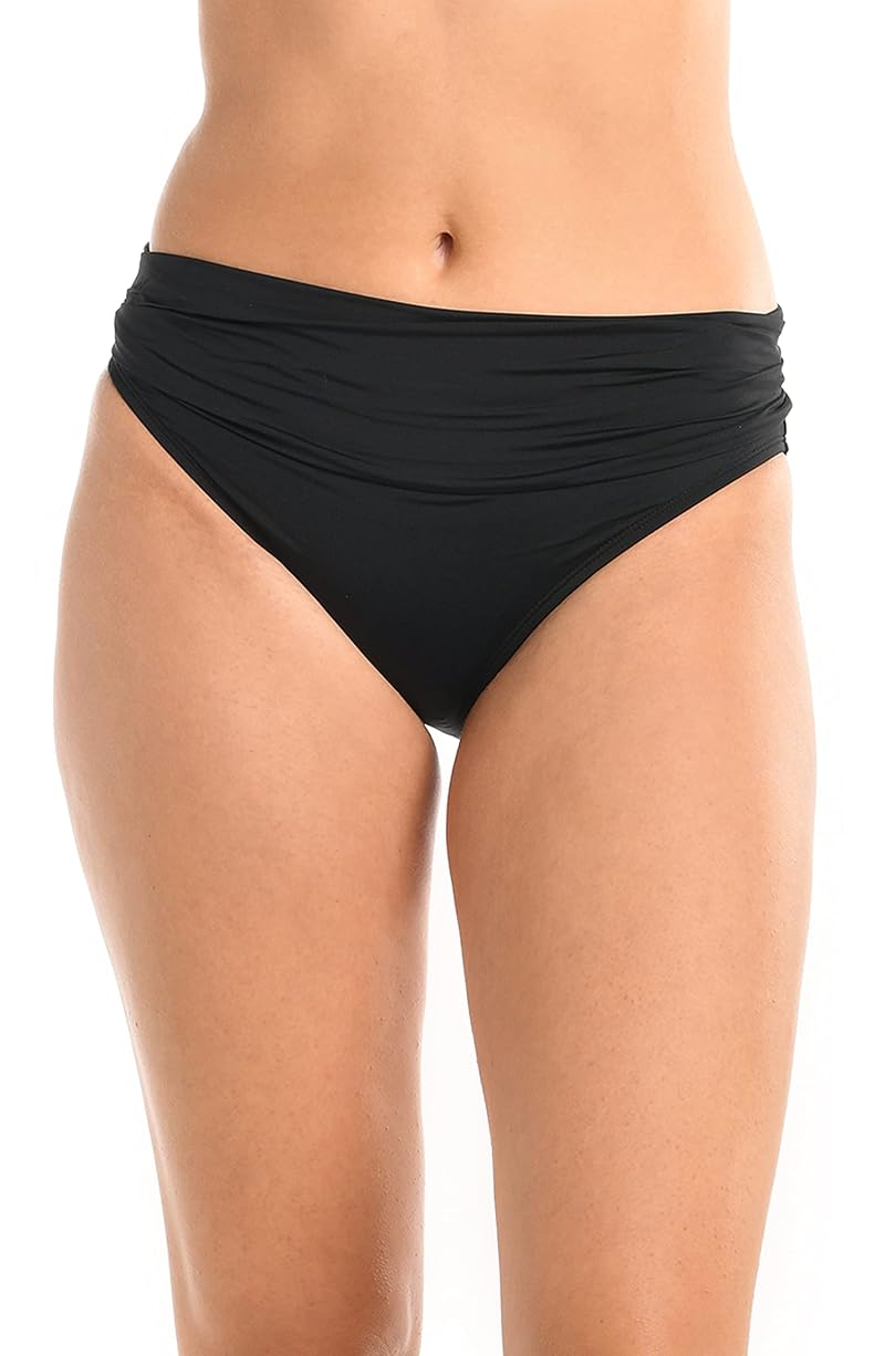 Island Goddess Shirred Band Hipster Bikini Bottom - Black +14
