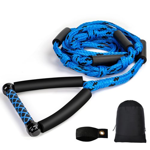 ASVAEVAS Wakesurf Rope 25ft Floating Wake Surf Ropes and Handle, 4 Sections Adjustable Surf Tow Rope for Wakesurfing and Watersports